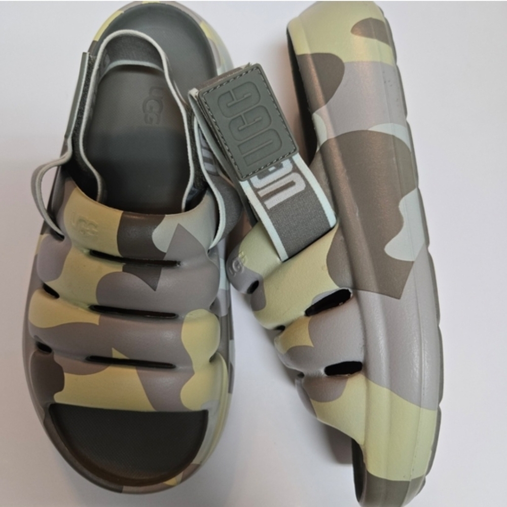 UGG Camo Slide Sandals in Olive, Brown, Gray